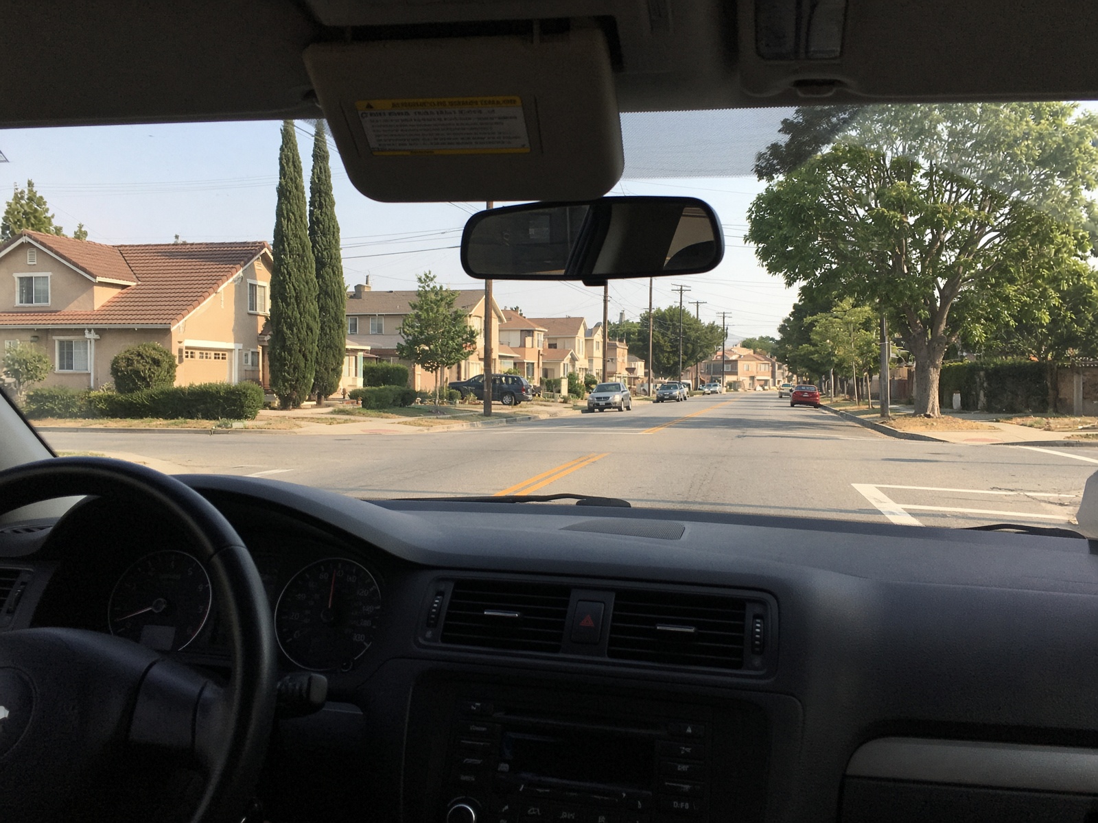 View through the windshield of a training car